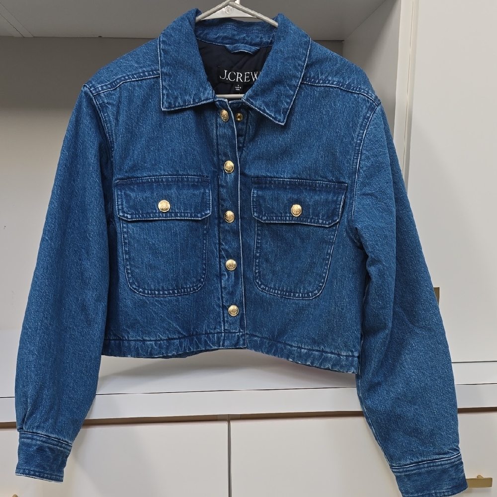 J. Crew Classic Blue Jean Jacket with Gold Buttons